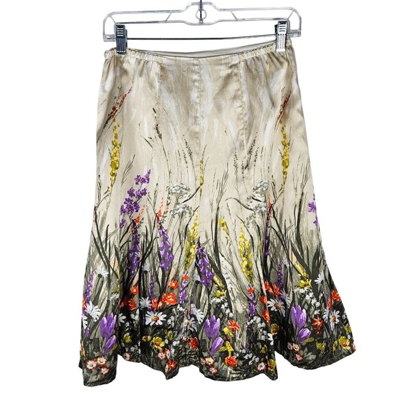 Chicos Silk & Cotton Floral Garden Silk A-Line Skirt Size Small or Chico's 0 - Picture 1 of 8